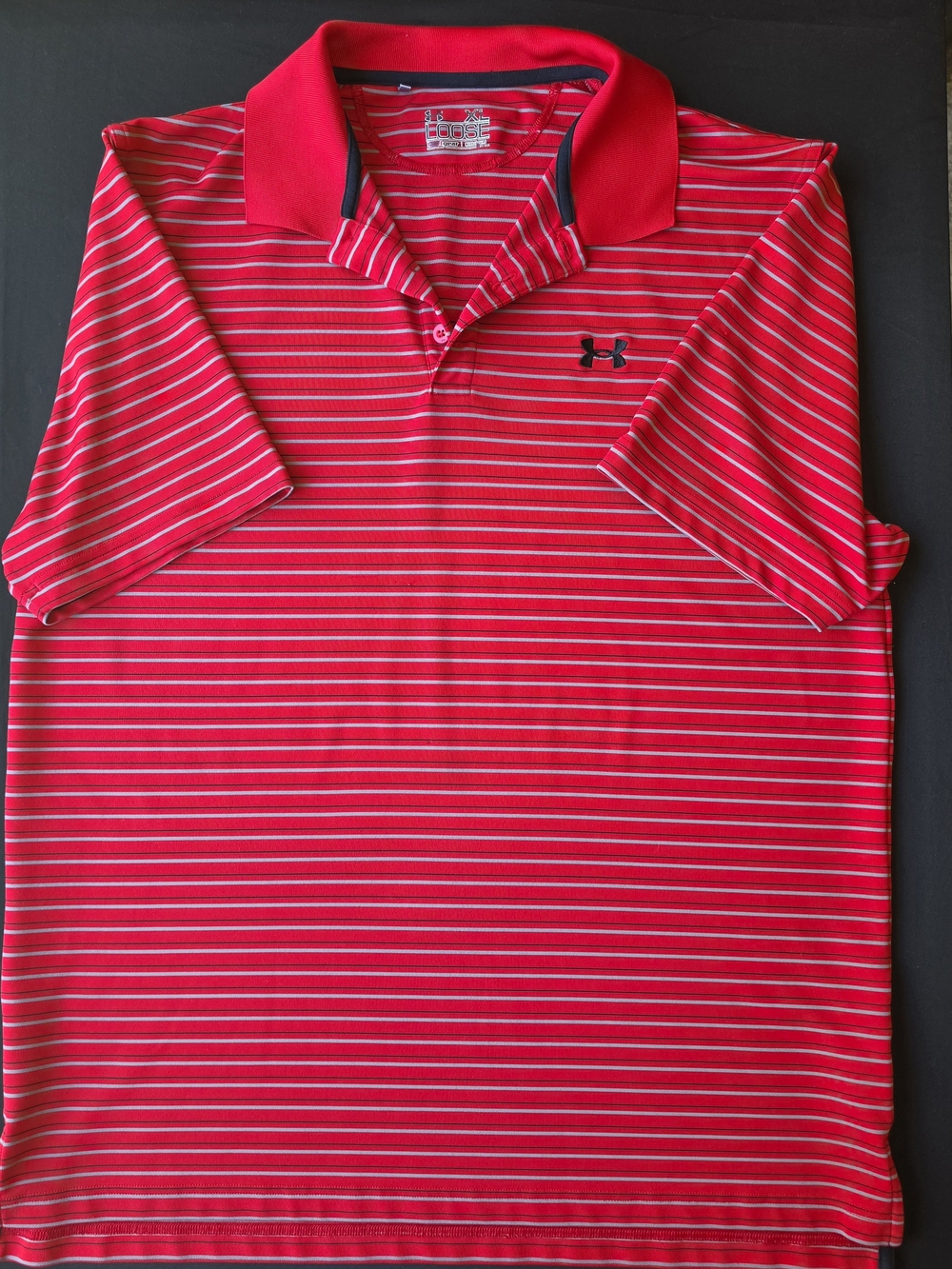 Under Armour Red and Grey Striped Athletic Shirt